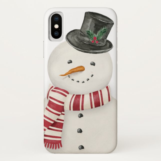 Modern vintage Holiday snowman Case-Mate iPhone Case (Back)
