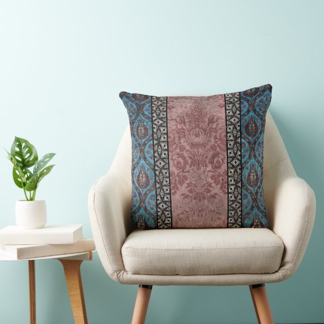 Modern Vintage Inspired Floral Design Throw Pillow (Chair)