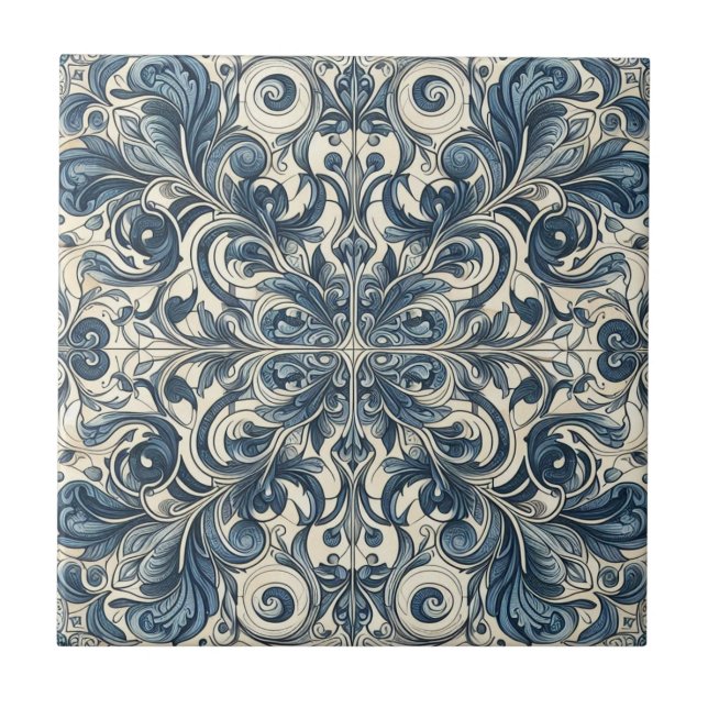 Modern vintage Italian floral pattern#7 Tile (Front)