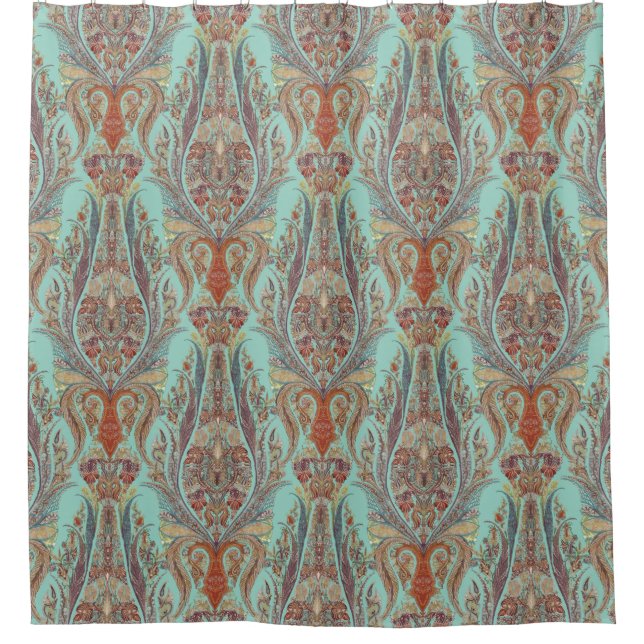 Modern Vintage Kashmir Paisley Turquoise Patterned (Front)