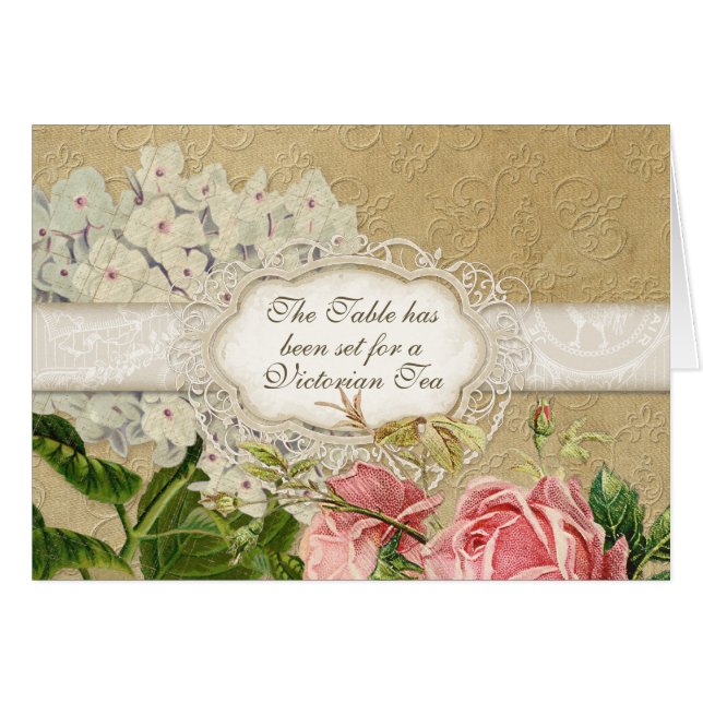 Modern Vintage Lace Tea Party, Hydrangea n Roses (Front Horizontal)