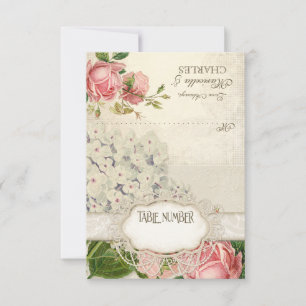 Modern Vintage Lace Tea Stained Hydrangea n Roses Invitation