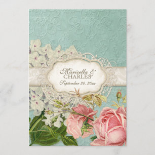 Modern Vintage Lace Tea Stained Hydrangea n Roses Menu