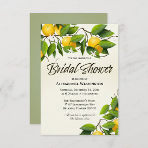 Modern Vintage Lemon Fruit   Bridal Shower  Invitation