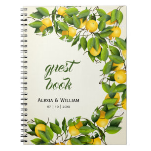 Modern Vintage Lemon Fruit Wedding Guest Notebook