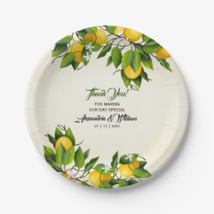 Modern vintage Lemon Fruit   Wedding Paper Plate
