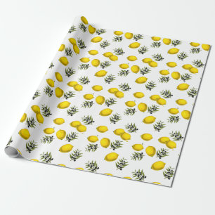 Modern Vintage Lemon & Olive Pattern Wrapping Paper