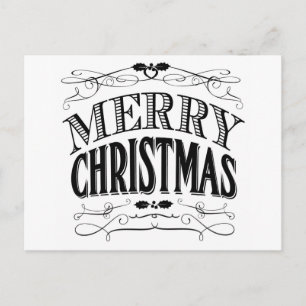modern vintage Merry Christmas Holiday Postcard