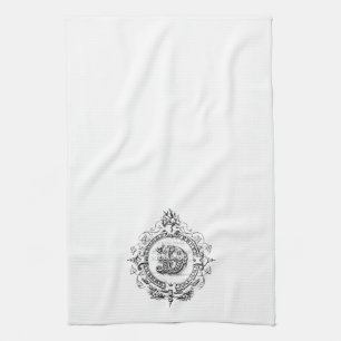 modern vintage monogram letter D Kitchen Towel