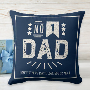 Modern Vintage Navy Blue Cream Best Father's Day Throw Pillow