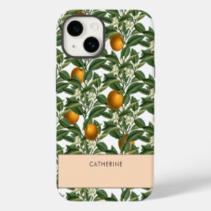 Modern Vintage Orange Citrus Fruit Blossom iPhone 14 Case