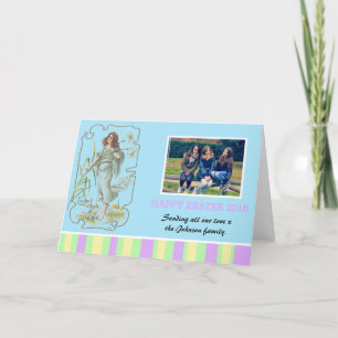 Modern vintage personalized Easter Angel Greeting Holiday Card