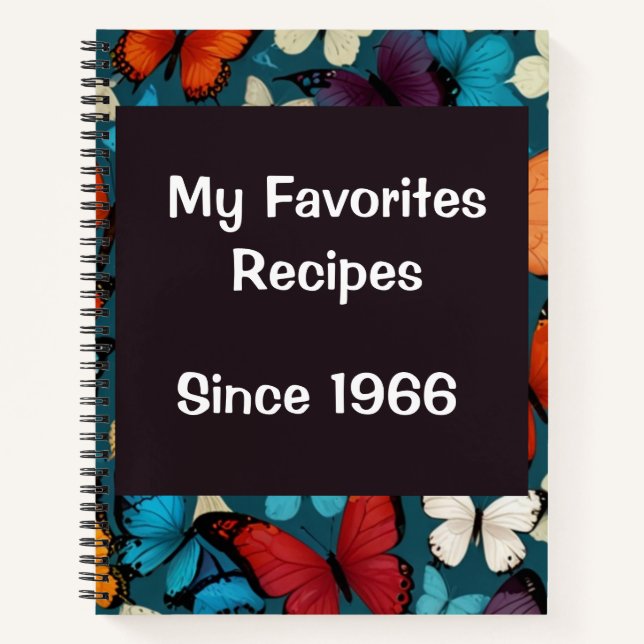 Modern Vintage Personalized Recipe Notebook (Front)