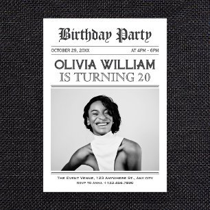 Modern vintage photo birthday invitation
