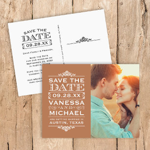 Modern Vintage Photo Save the Date Announcement Po Postcard