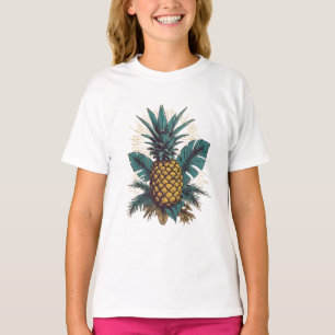 Modern Vintage Pineapple leaves Summer Vacation T-Shirt