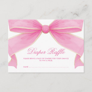 Modern Vintage Pink Bow Diaper Raffle Enclosure Card