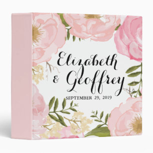 Modern Vintage Pink Floral Wedding Custom Binder