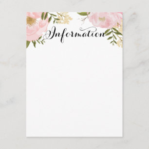 Modern Vintage Pink Floral Wedding Information Enclosure Card