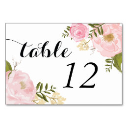 Modern Vintage Pink Floral Wedding Table Number