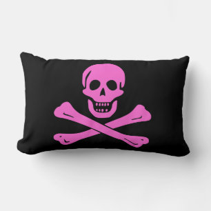 Modern Vintage Pink Pirate Graphic Design Lumbar Pillow