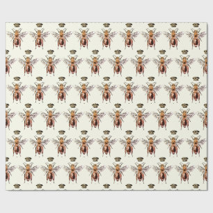 Modern Vintage Queen Bee Crown Pattern Wrapping Paper