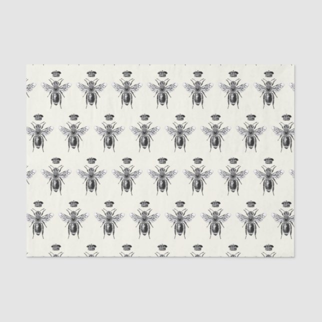 Modern Vintage Queen Bee Crown White Tissue Paper (Front)