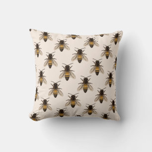 Modern Vintage Queen Bee Drawing Cushion