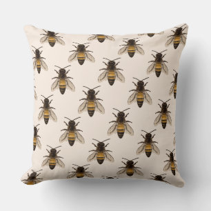 Modern Vintage Queen Bee Drawing Cushion