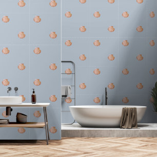 Modern Vintage Red Shell on Soft Blue Wallpaper