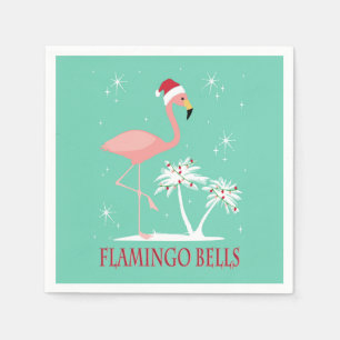 MODERN VINTAGE RETRO CHRISTMAS FLAMINGO NAPKIN