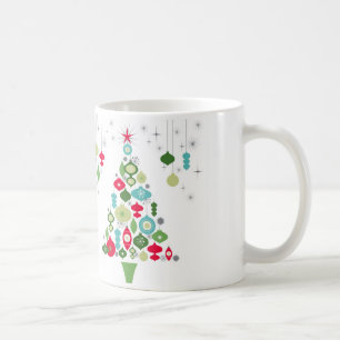 modern vintage retro christmas tree coffee mug