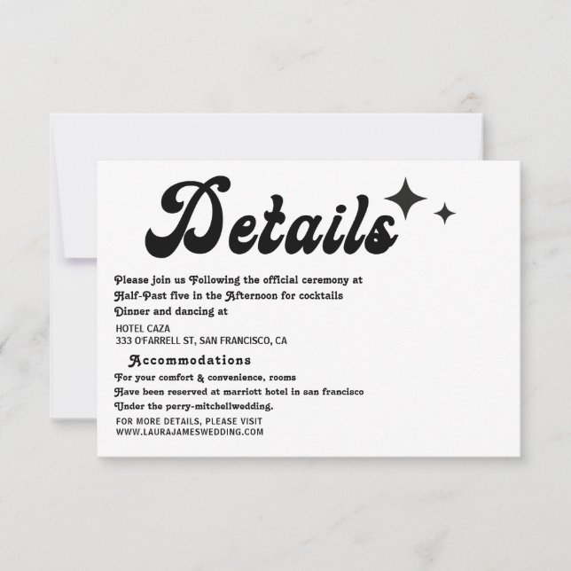  Modern Vintage retro script Wedding Enclosure  RSVP Card (Front)