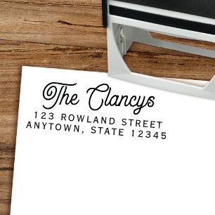 Modern Vintage Retro Type Script Return Address Self-inking Stamp