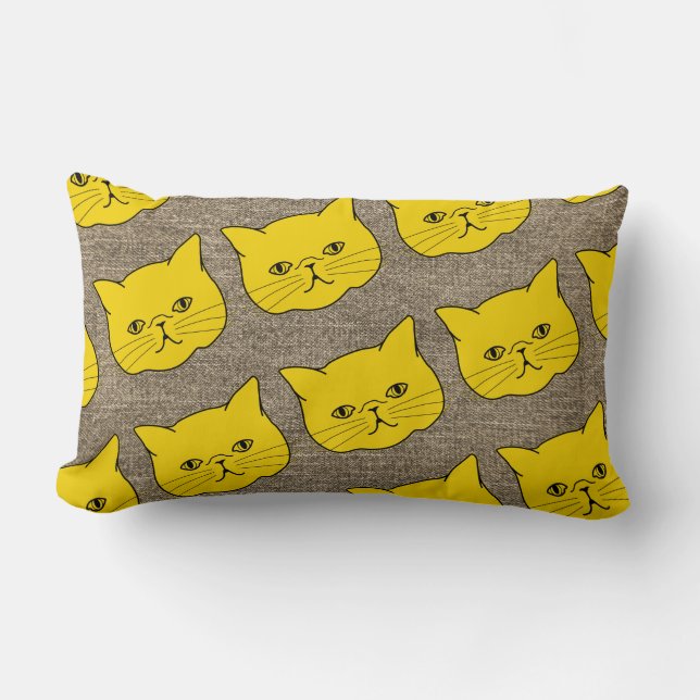 Modern Vintage Rustic Exotic Cat Lumber Pillow (Front)