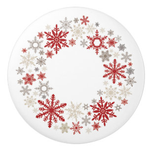 Modern vintage rustic snowflake wreath monogram ceramic knob