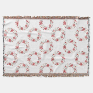 Modern vintage rustic snowflake wreath monogram throw blanket