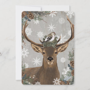 modern vintage rustic woodland winter deer