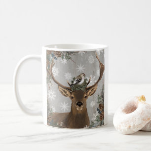 modern vintage rustic woodland winter deer coffee mug