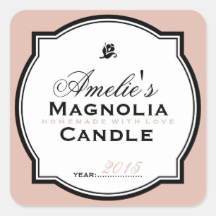 MODERN VINTAGE SALMON PERSONALIZED SOAP CANDLE SQUARE STICKER