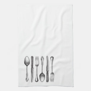 modern vintage silverware kitchen towel