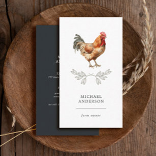 Modern Vintage Simple Chicken Eggs Farmer Black Business Card