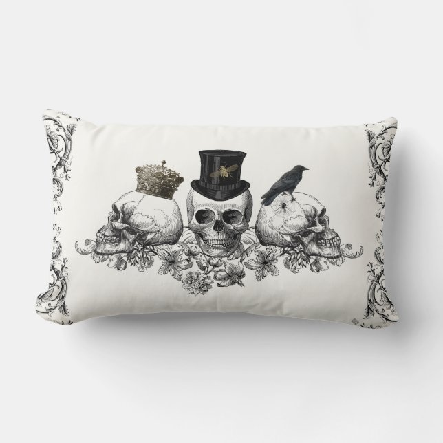 Modern Vintage skull Halloween pillow (Front)