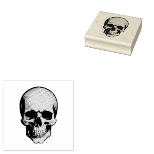 Modern Vintage Skull Happy Halloween Horror        Rubber Stamp