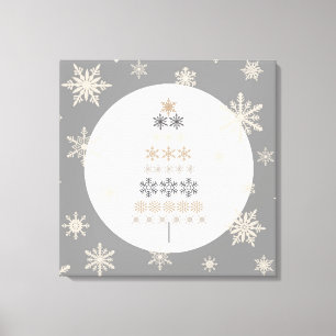 modern vintage snowflake Christmas tree Canvas Print