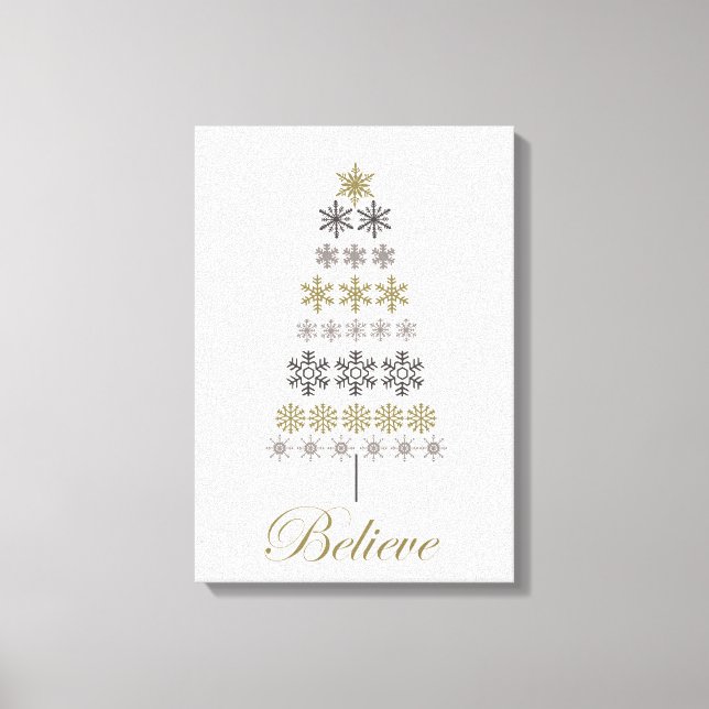 modern vintage snowflake tree canvas print (Front)