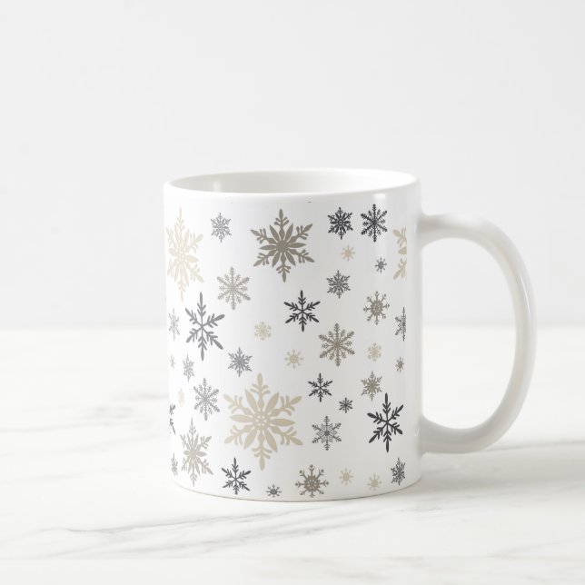 modern vintage snowflakes coffee mug (Right)