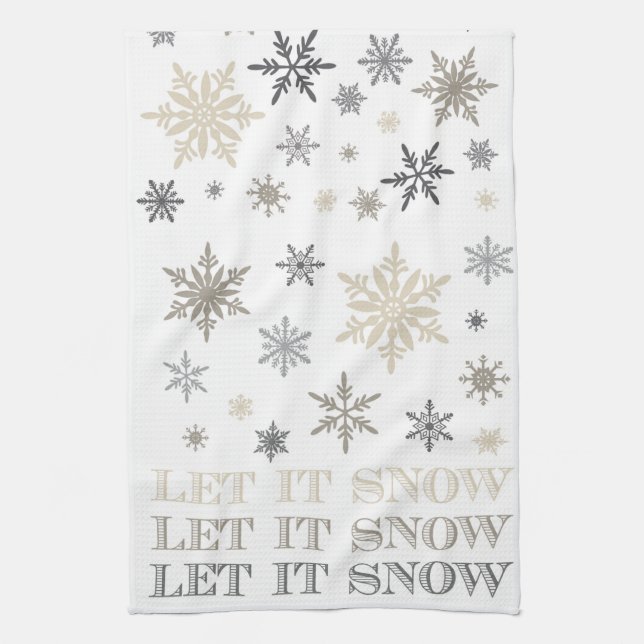 modern vintage snowflakes kitchen towel (Vertical)