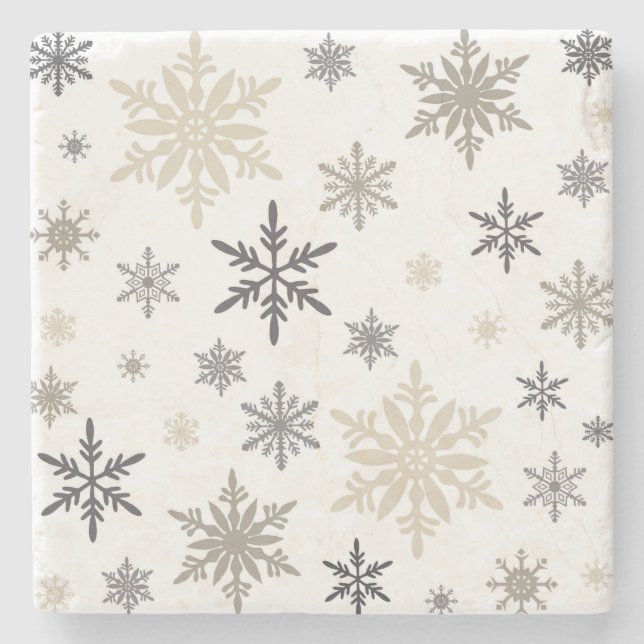 modern vintage snowflakes stone coaster (Front)
