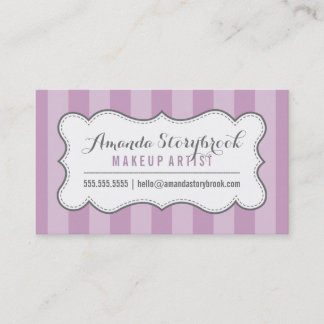 MODERN VINTAGE stripe pattern stylish purple grey Business Card